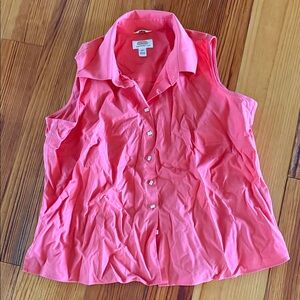 Talbots Coral Sleeveless Button-Down Shirt